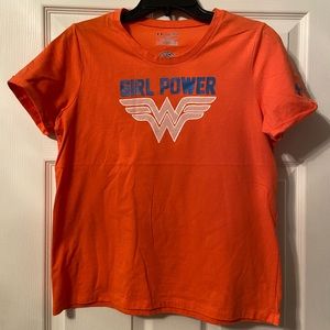 Orange Under Armour Wonder Woman YXL Graphic T-Shirt New Condition Without Tags